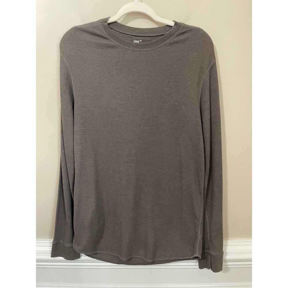 Gap Y2K Dexter Mens Size‎ M Brown Waffle Knit Thermal Long Sleeve Crew Shirt